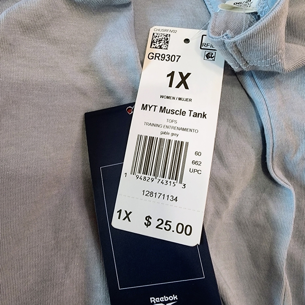 Reebok Women’s Blue Workout MYT Muscle Tank Top Plus Size 1X Moisture Wicking - Picture 11 of 12